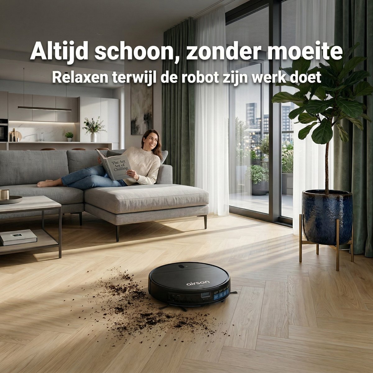 Robotstofzuiger met Dweilfunctie en Laadstation - Airson Pro Clean - Dweilrobot met App & Afstandsbediening - Geschikt voor Huisdieren en Tapijt — afbeelding 2