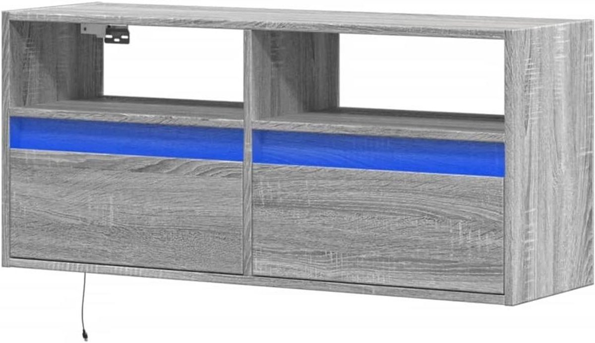 vidaXL Tv-wandmeubel met LED-verlichting 100x31x45 cm grijs sonoma, tv kast, wandkast, tv dressoir, opbergkast, tv kastje, tv wandmeubel, wandmeubel