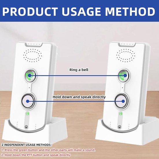 Spraakintercom Systeem - Deurbel Intercom - Communicatie Thuis - Handsfree Bediening - 1000 M Bereik - Wit — afbeelding 3