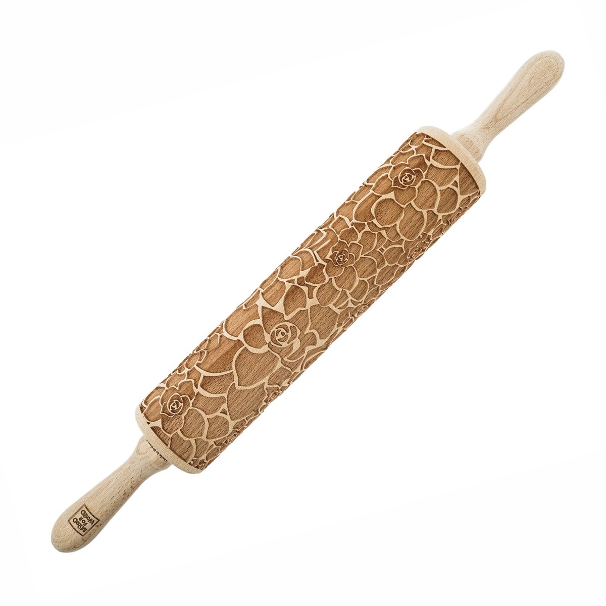 MoodForWood Serie - Geverfd Deegroller - 43 cm - Sukulenten Patroon