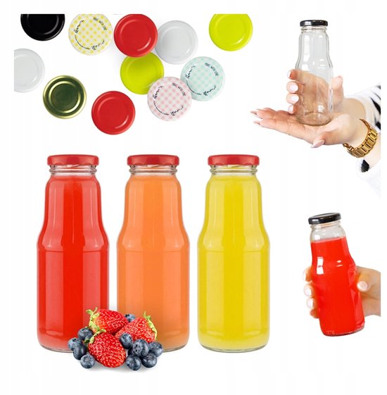 Bimberek - Série FRUIT - Bouteilles en Verre - 300ml - Avec Couvercle
