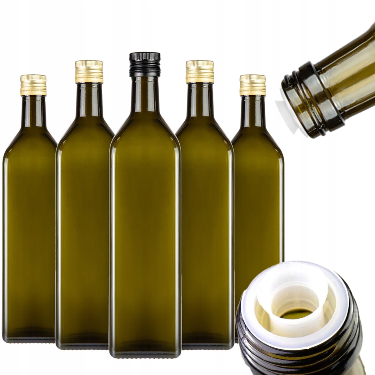 Bimberek - Marasca Flessen - 1L - Olijfgroen Glas - Met Dop