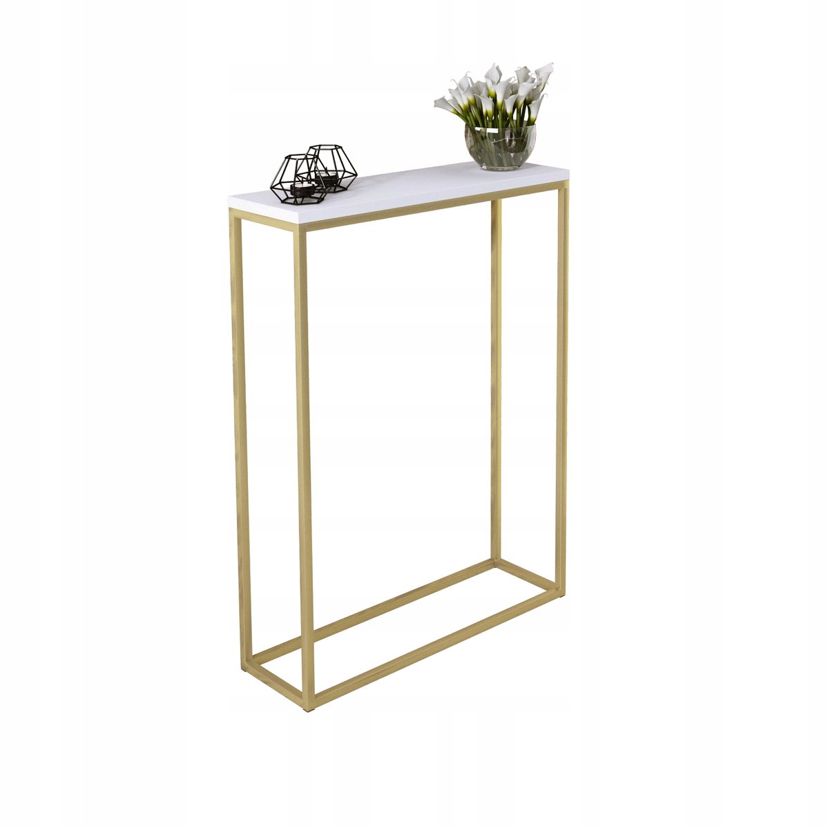 FutuStal Serie - Elegante Haltafel - Goud - Mat Wit - Metalen Frame