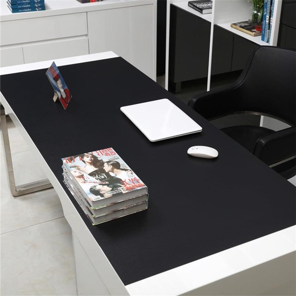 Bureauonderlegger - Bureau mat - Bureau organiseren - Waterbestendig PVC - 900 x 500 mm - Zwart