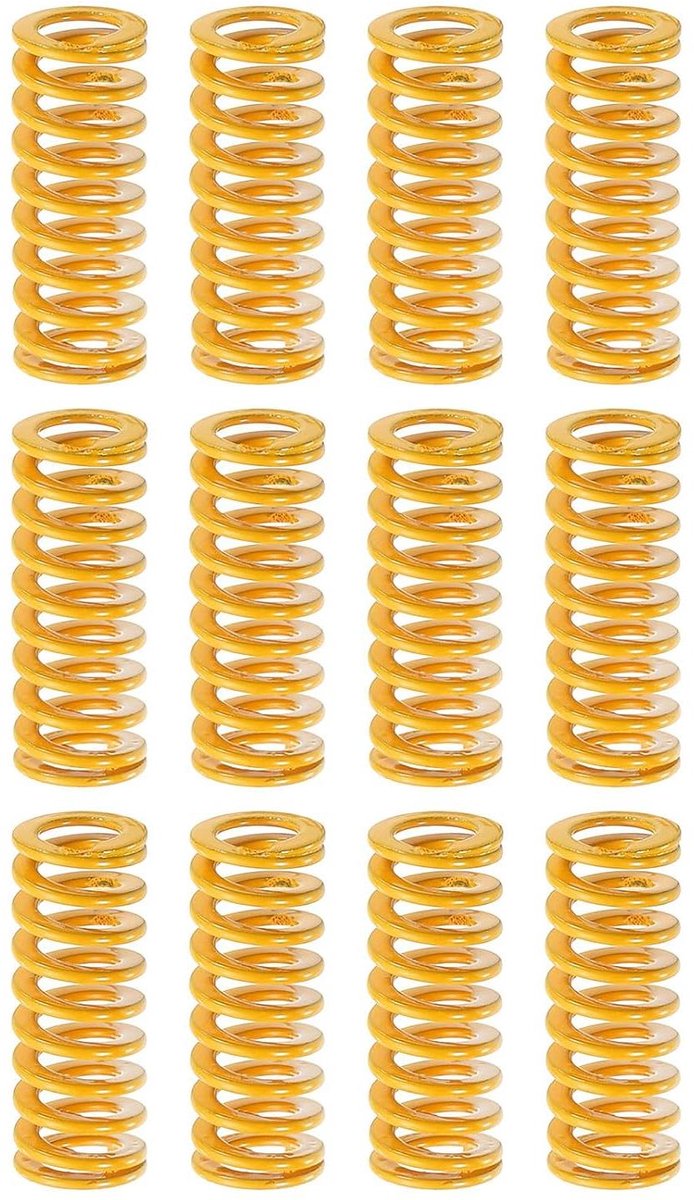 Verwarmingsbedveren 3D-printer - Compressieveren bed - Bed nivelleren - Lichtgewicht stalen veren - 8 mm OD 20 mm lengte - Geel