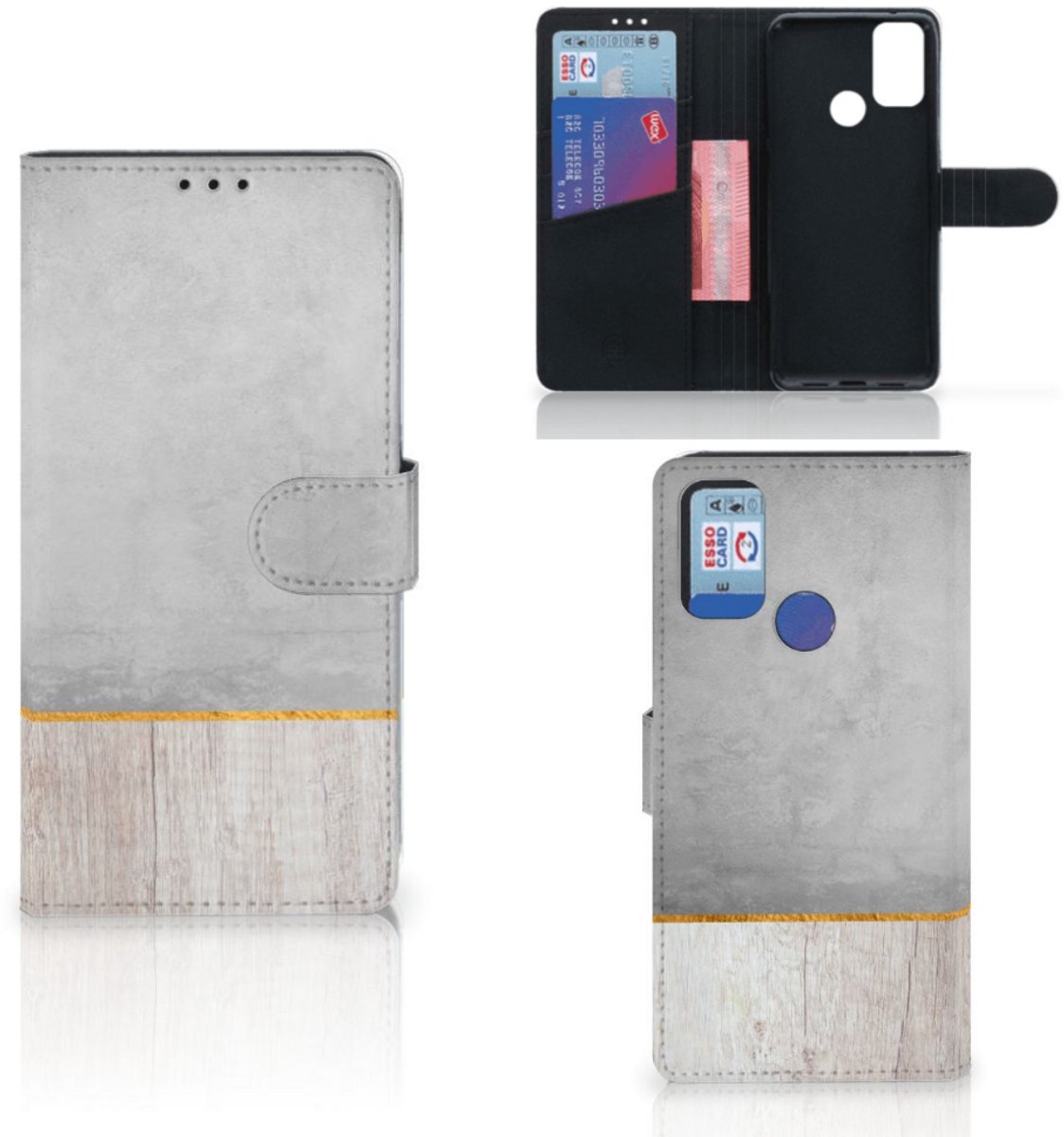Alcatel 1S (2021) Book Style Case Wood Concrete