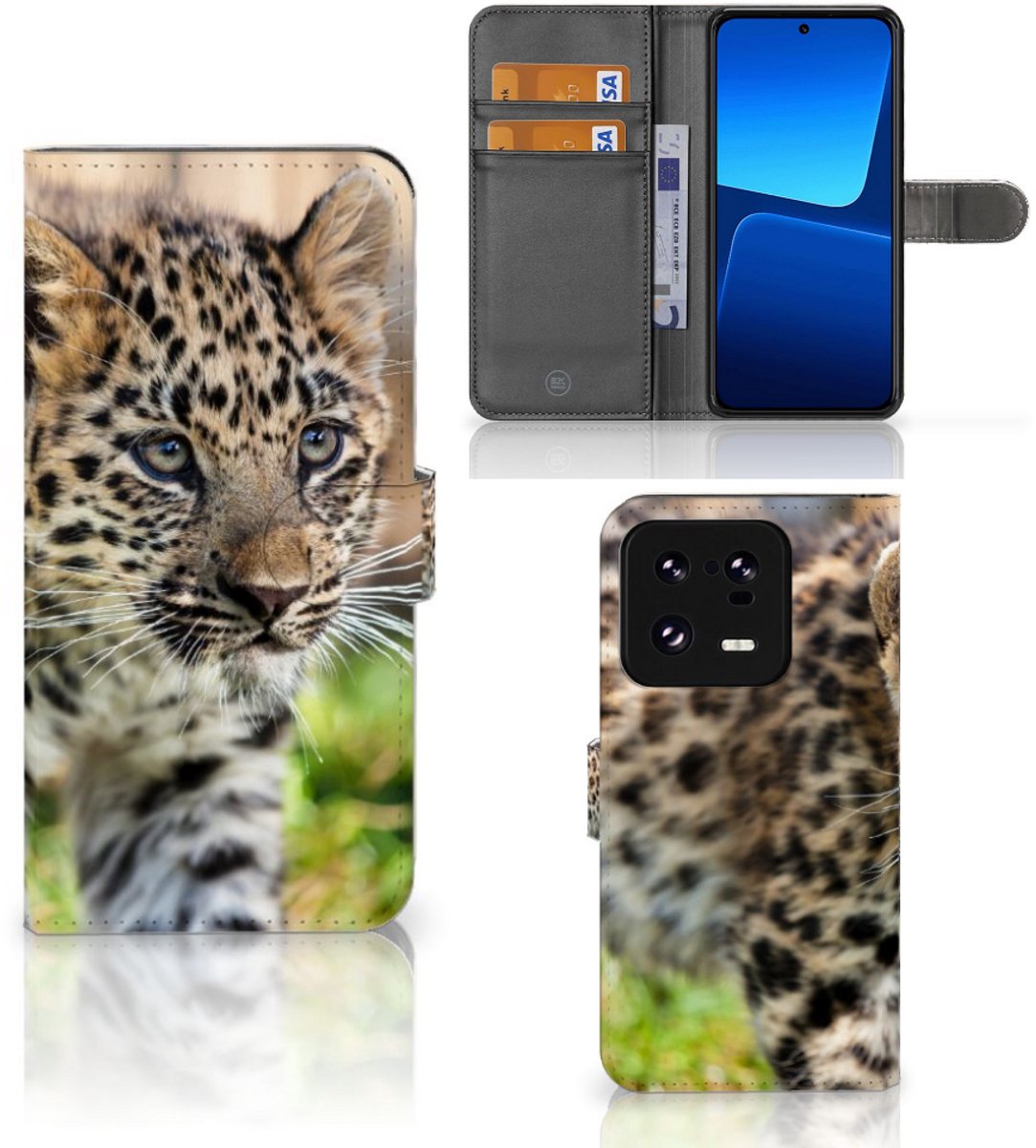 Xiaomi 13 Pro Telefoonhoesje met Pasjes Baby Luipaard