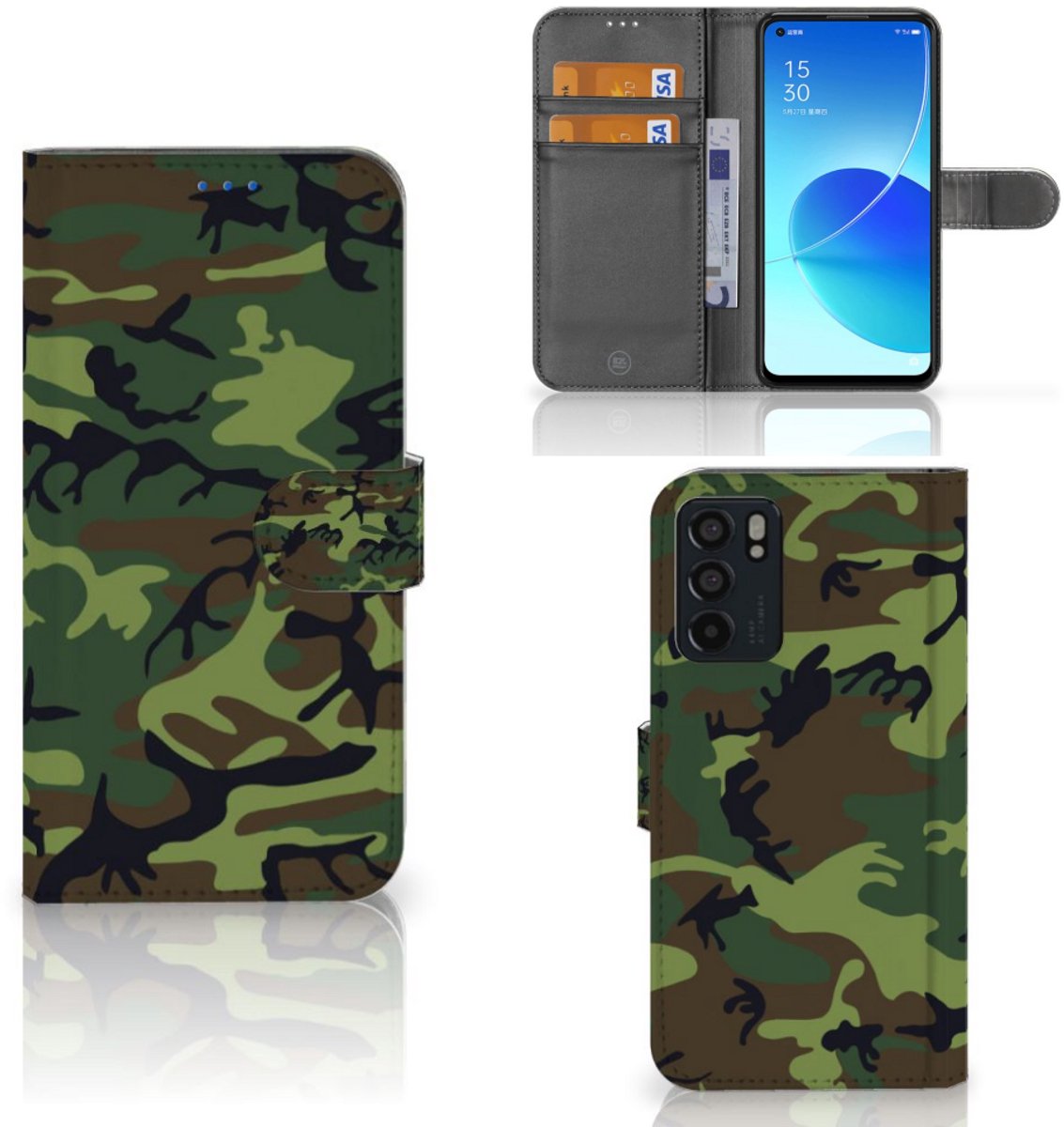 OPPO Reno6 5G Telefoon Hoesje Army Dark