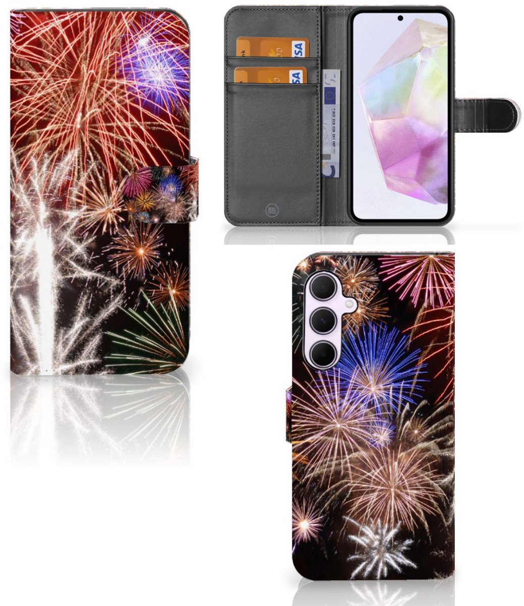 Samsung Galaxy A35 Wallet Case met Pasjes Vuurwerk