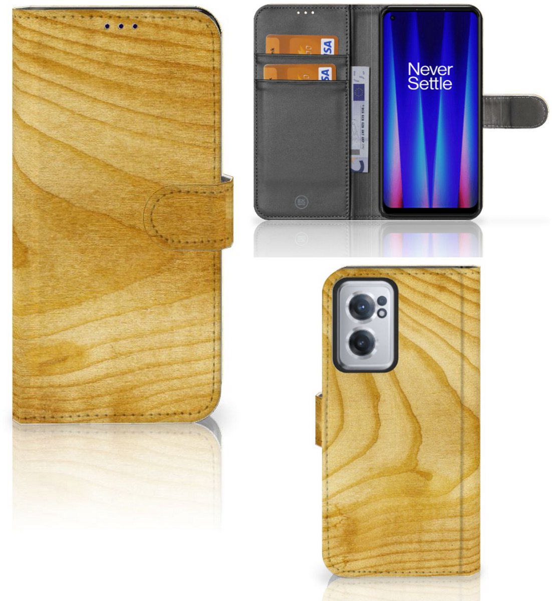 Book Case voor OnePlus Nord CE 2 Book Style Case Licht Hout
