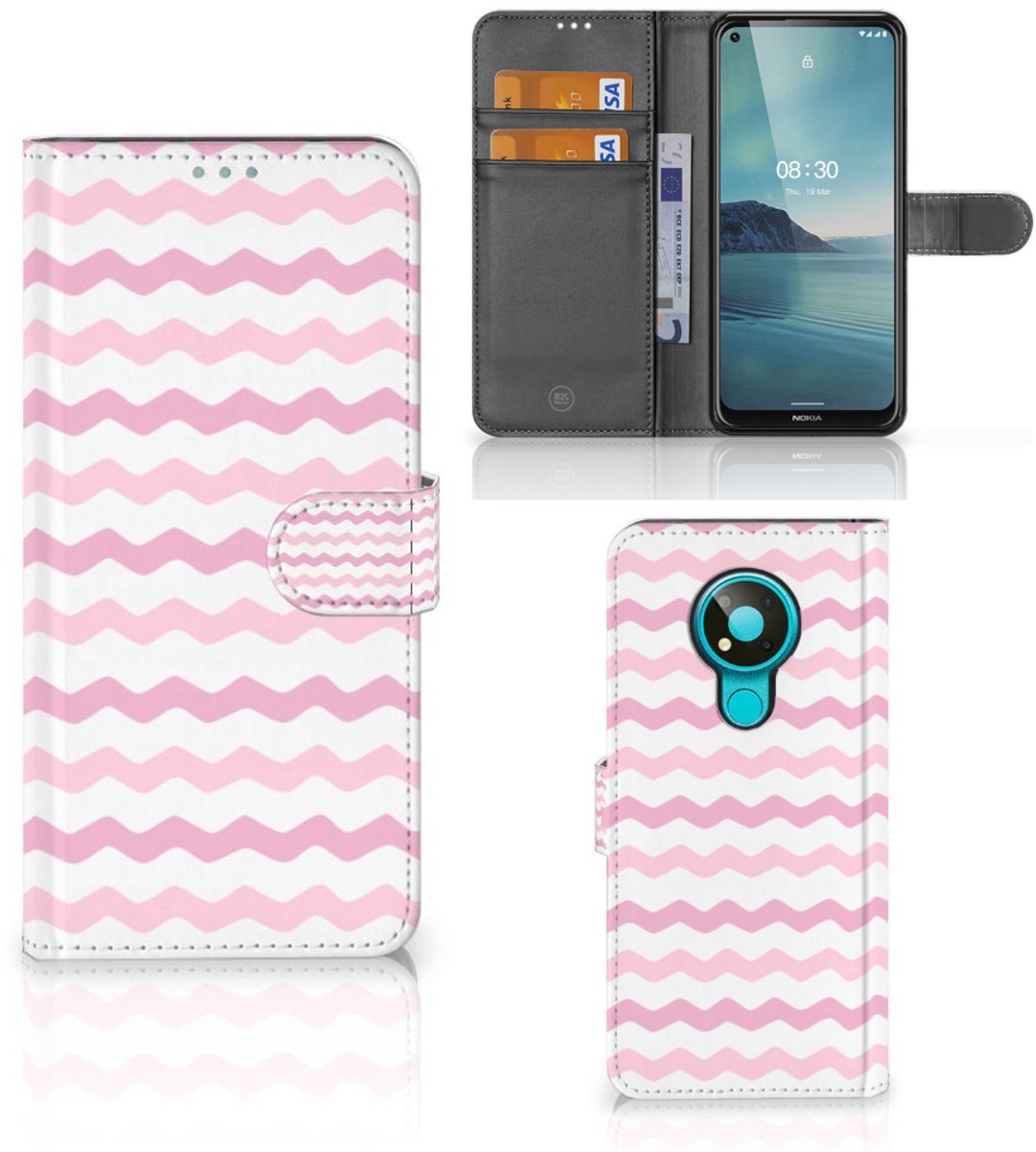 Nokia 3.4 Telefoon Hoesje Waves Roze