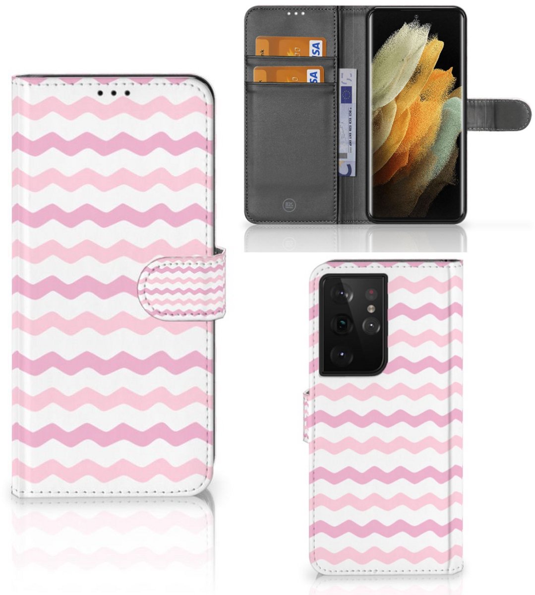 Samsung Galaxy S21 Ultra Telefoon Hoesje Waves Roze