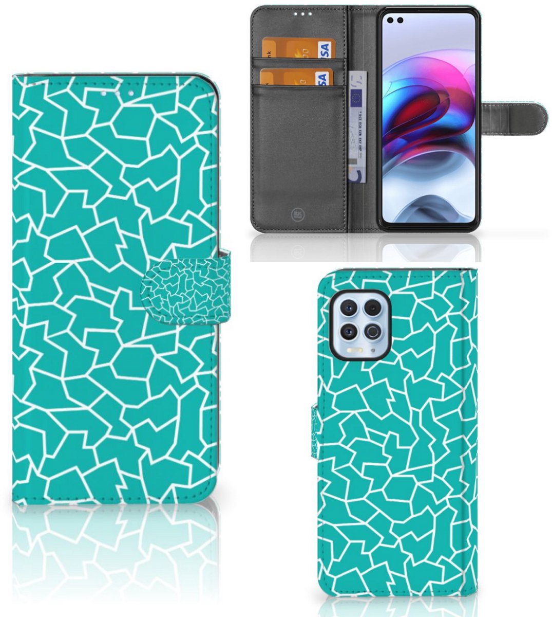 Motorola Moto G100 Hoesje Cracks Blue