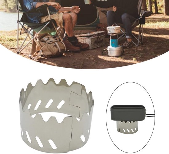 Kampeer Kookplaat Windscherm - Kooktoestel Accessoire - Efficiënt Koken Buiten - Opvouwbaar Roestvrij Staal - 135 x 65 mm - Meerkleurig — afbeelding 2
