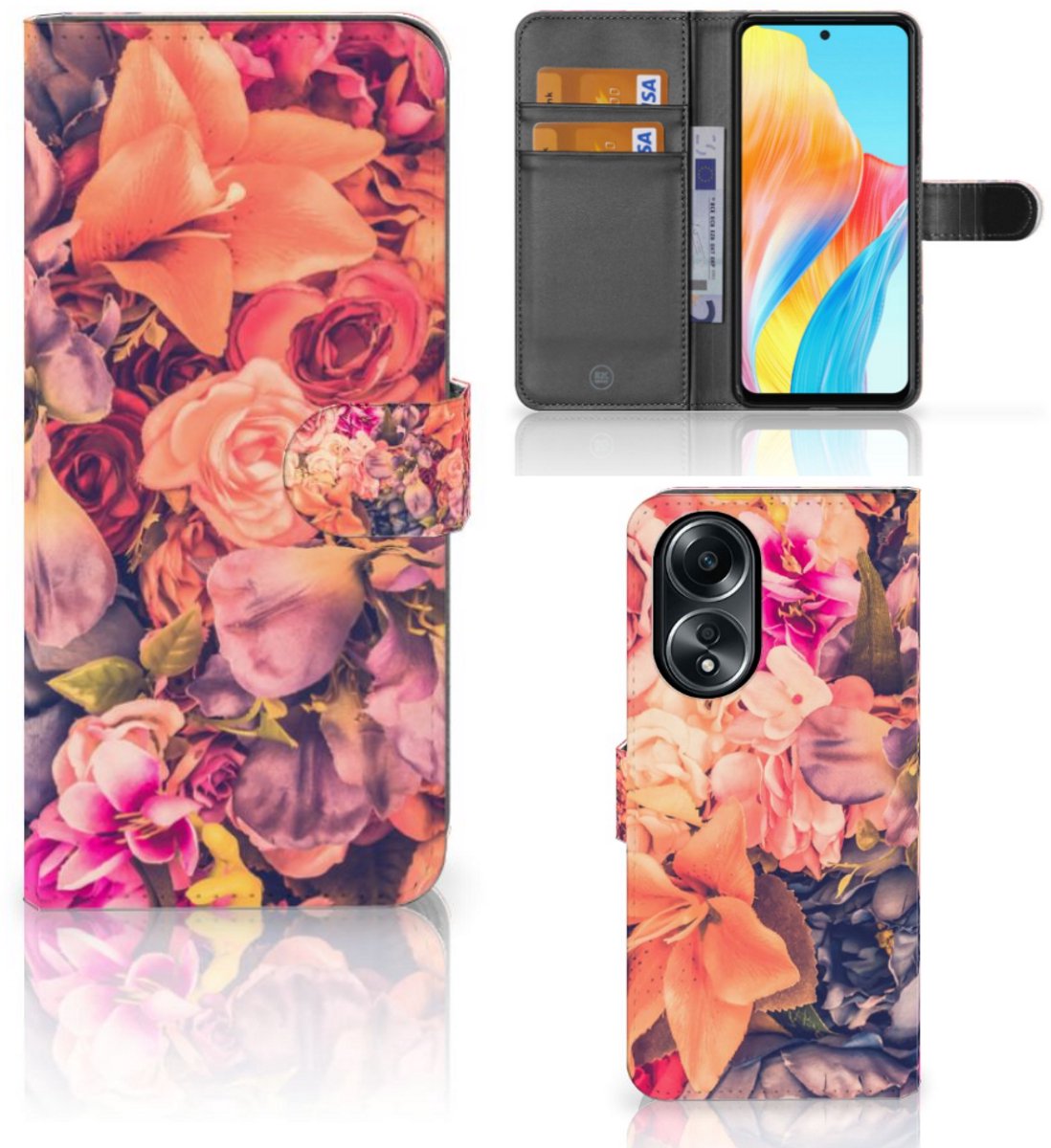 OPPO A58 4G Hoesje Bosje Bloemen