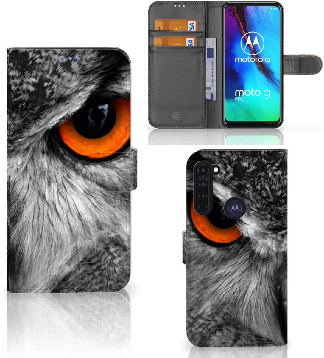 Motorola Moto G Pro Telefoonhoesje met Pasjes Uil