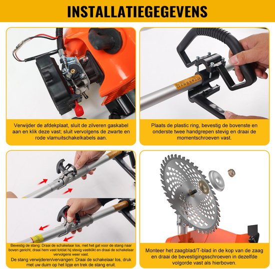 CONENTOOL 52CC 6-in-1 Benzine Multitool - Bosmaaier, Kettingschaar, Heggenschaar, Stokzaag, Verlengstuk - 2-takt Tuingereedschap van Merkloos	 — afbeelding 4