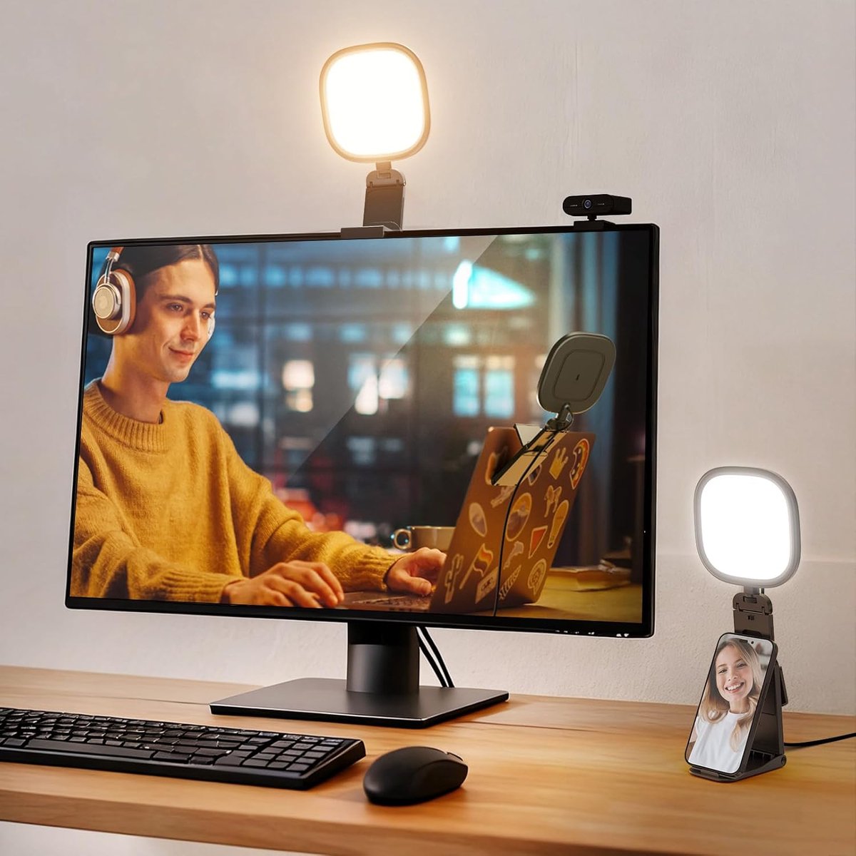 Monitor Lichtbalk - Randverlichting Paneel - Videoconferenties - Tweekleurig Instelbaar - 10W Vermogen