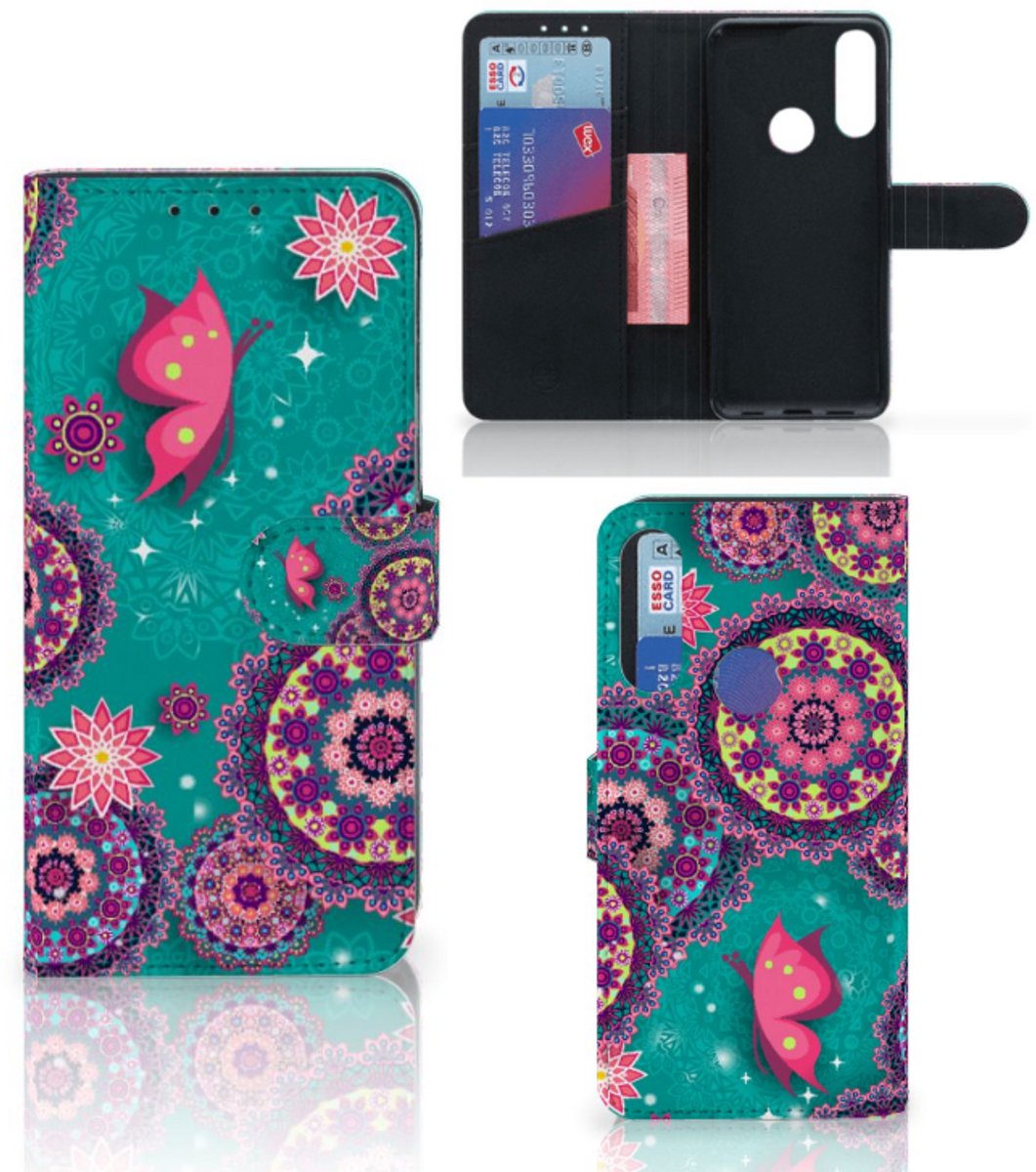 Book Case voor Alcatel 1S 2020 Hoesje Cirkels en Vlinders