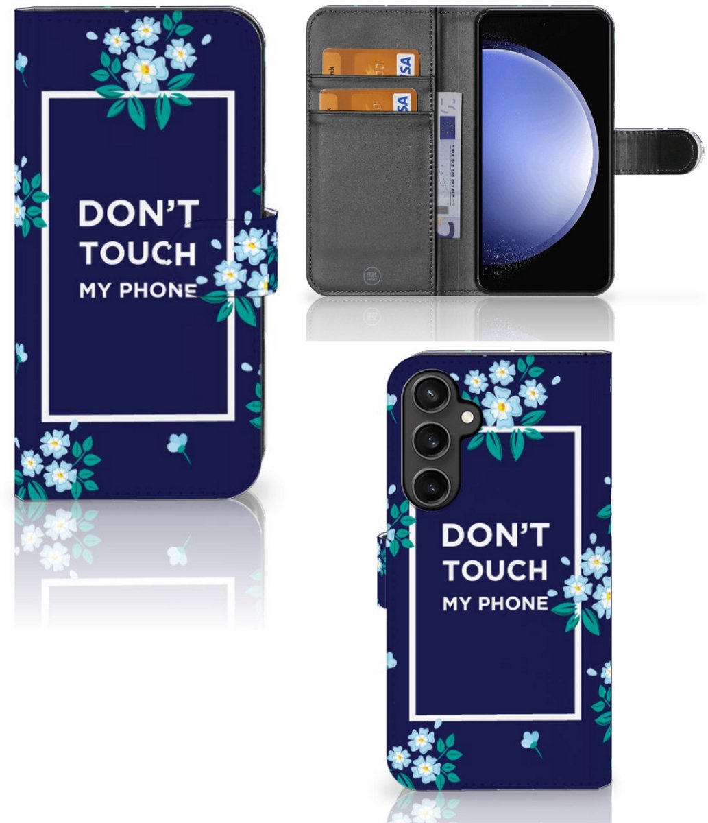Book Case voor Samsung Galaxy S23 FE Portemonnee Hoesje Flowers Blue DTMP