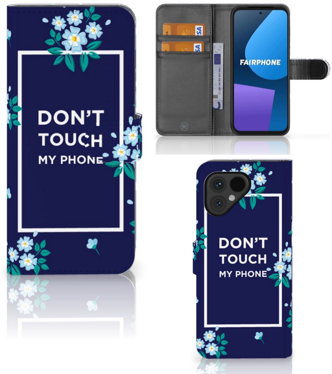 Fairphone 5 Portemonnee Hoesje Flowers Blue DTMP