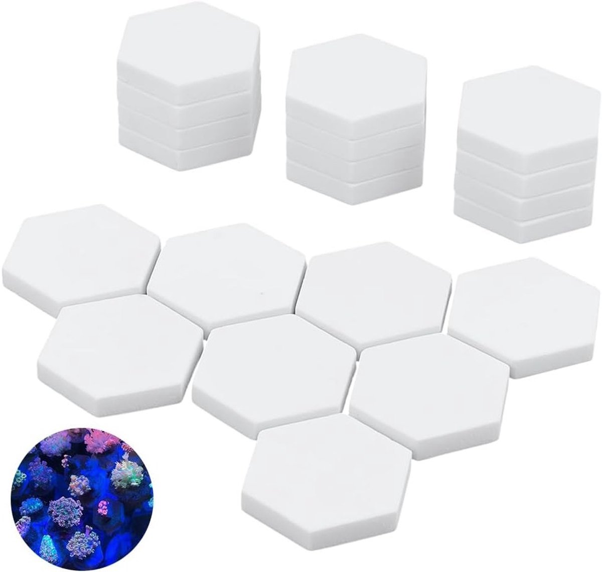 EGoods - Keramische koraalfragmenten standaard voor aquarium, 28 stuks, wit, 3,5 x 3,05 cm