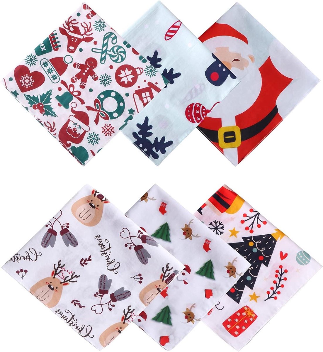 Kerst Zakdoeken - Zakdoekjes Dames - Cadeau Geven - 100% Gekamd Katoen - 40x40 cm - Kerstprint