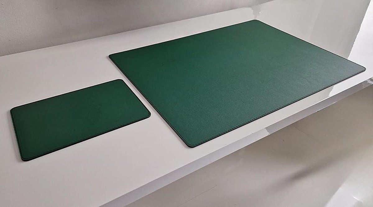 Bureauonderlegger met muismat - Bureau mat - Bureau organiseren - Zacht kunstleer - 70cm x 50cm - Oud groen