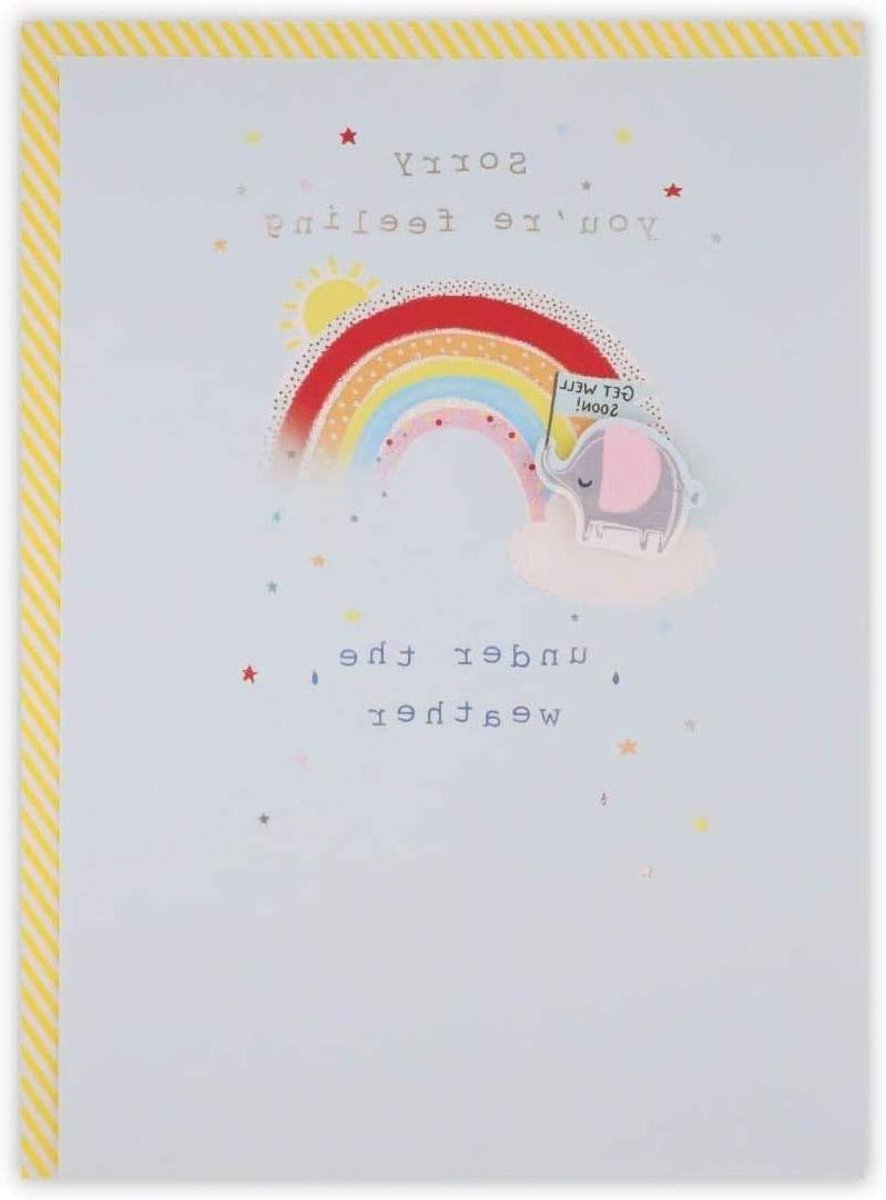 Kaart met Olifant - Beterschapwens - Beterschap Wensen - Met Bijpassende Envelop - 11x15cm - Multicolor