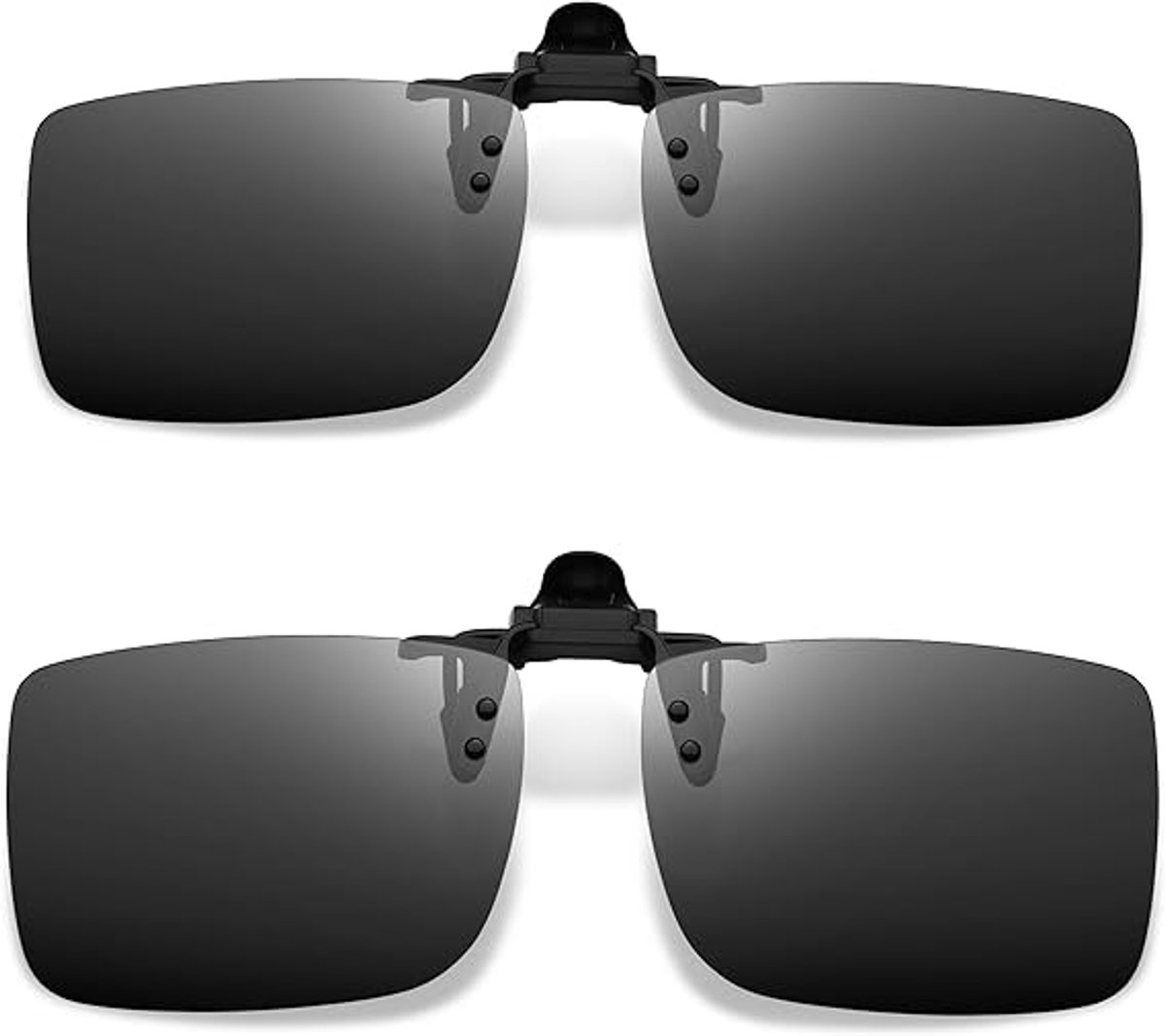 clip-on zonnebril gepolariseerde 2-pack opzetbril voor dames heren over een bril rechthoekige zonnebril UV-bescherming vrouwen mannen Sunglasses