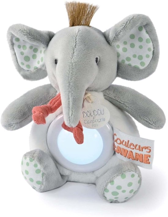 Nachtlampje Olifant - Sterrenprojector Baby - Babykamer Verlichten - Zachte Verlichting - 15 cm - Grijs van Merkloos — afbeelding 3