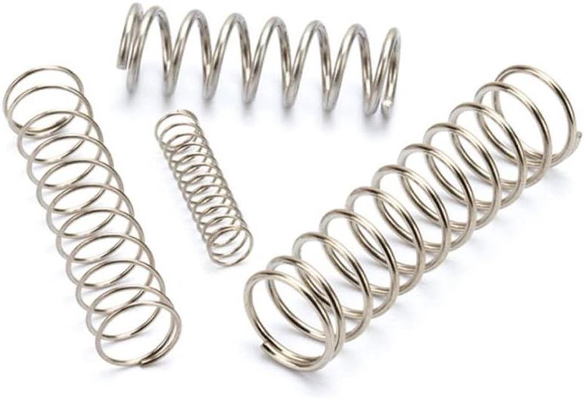 Compressieveren RVS - Drukveer Retourveer - Industrieel Gebruik - Hoge Hardheid 304 Staal - 0.3mm x 2mm x 10mm - Zilver