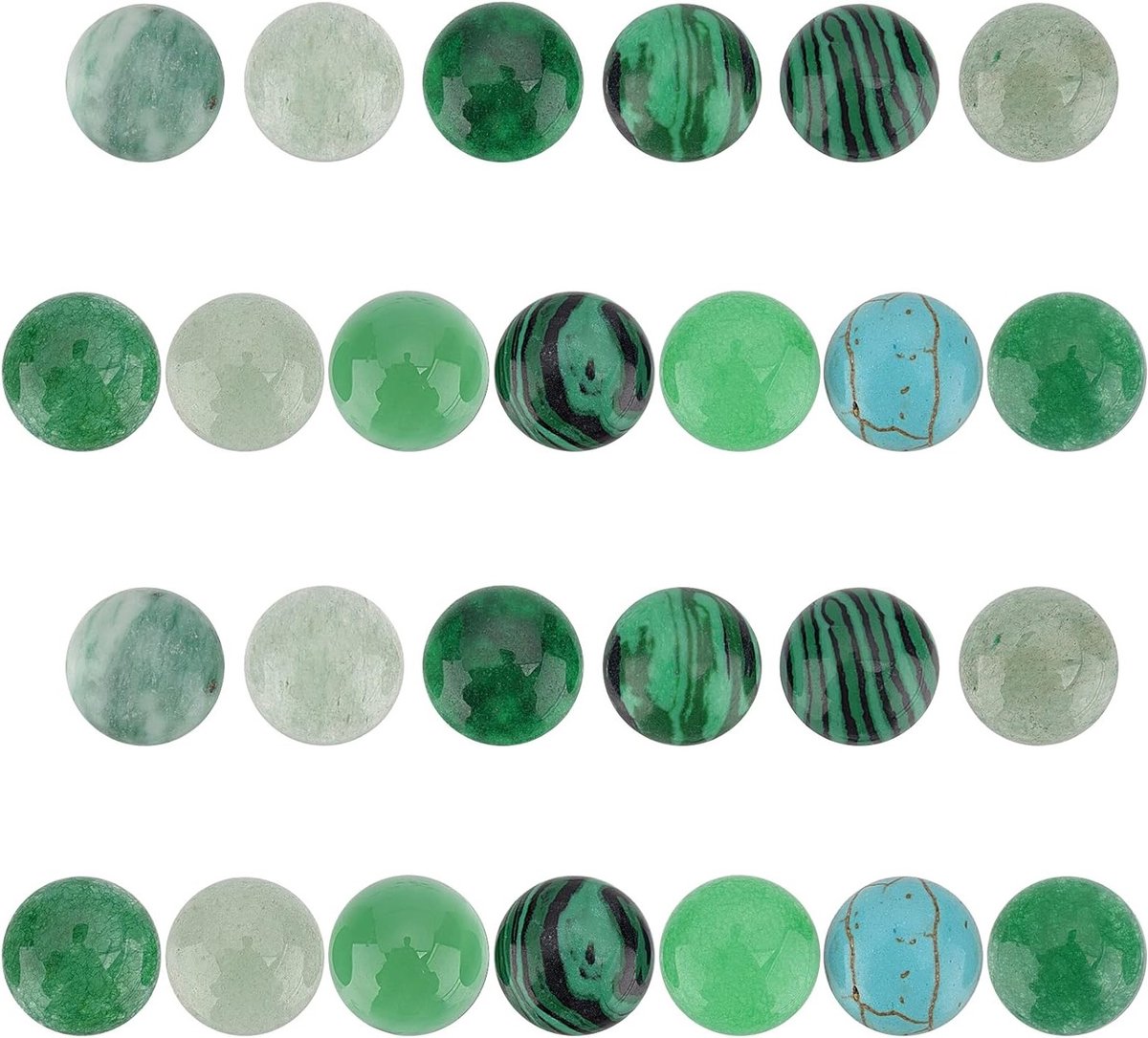 26 Stuks Natuurlijke Edelsteen Cabochons in 13 Stijlen - 10mm Ronde Dome Groene Aventurijn, Jade en Agaat voor Oorbellen en Kettingen