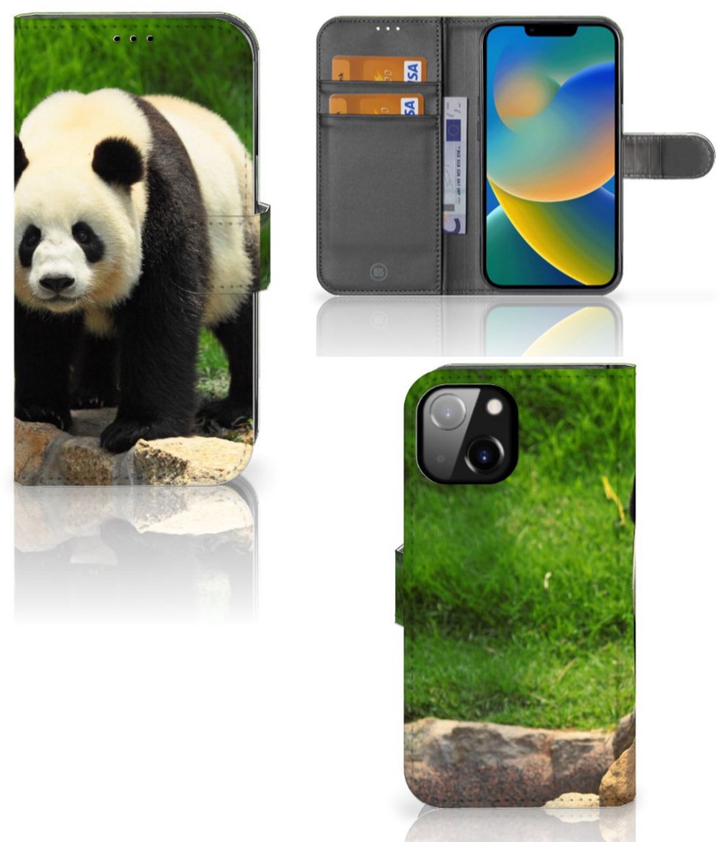 Apple iPhone 14 Telefoonhoesje met Pasjes Panda