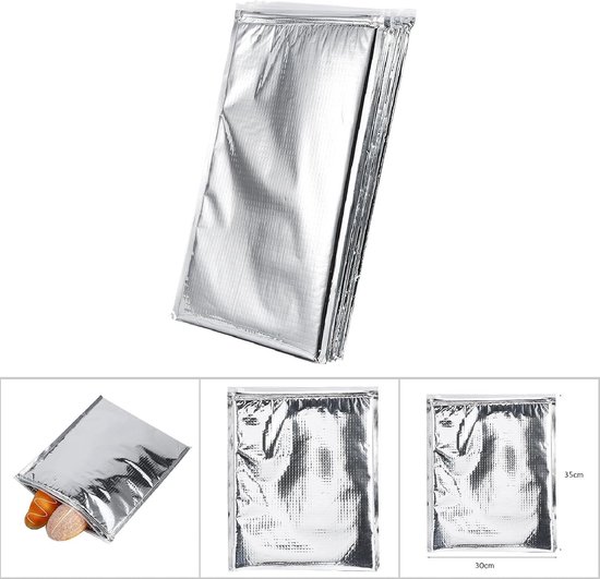 Gekkoetste Voedselzakken - Isolerende Lunchtas - Maaltijden Koel Houden - Aluminiumfolie Isolatie - 35 x 40 cm - Zilver — afbeelding 3