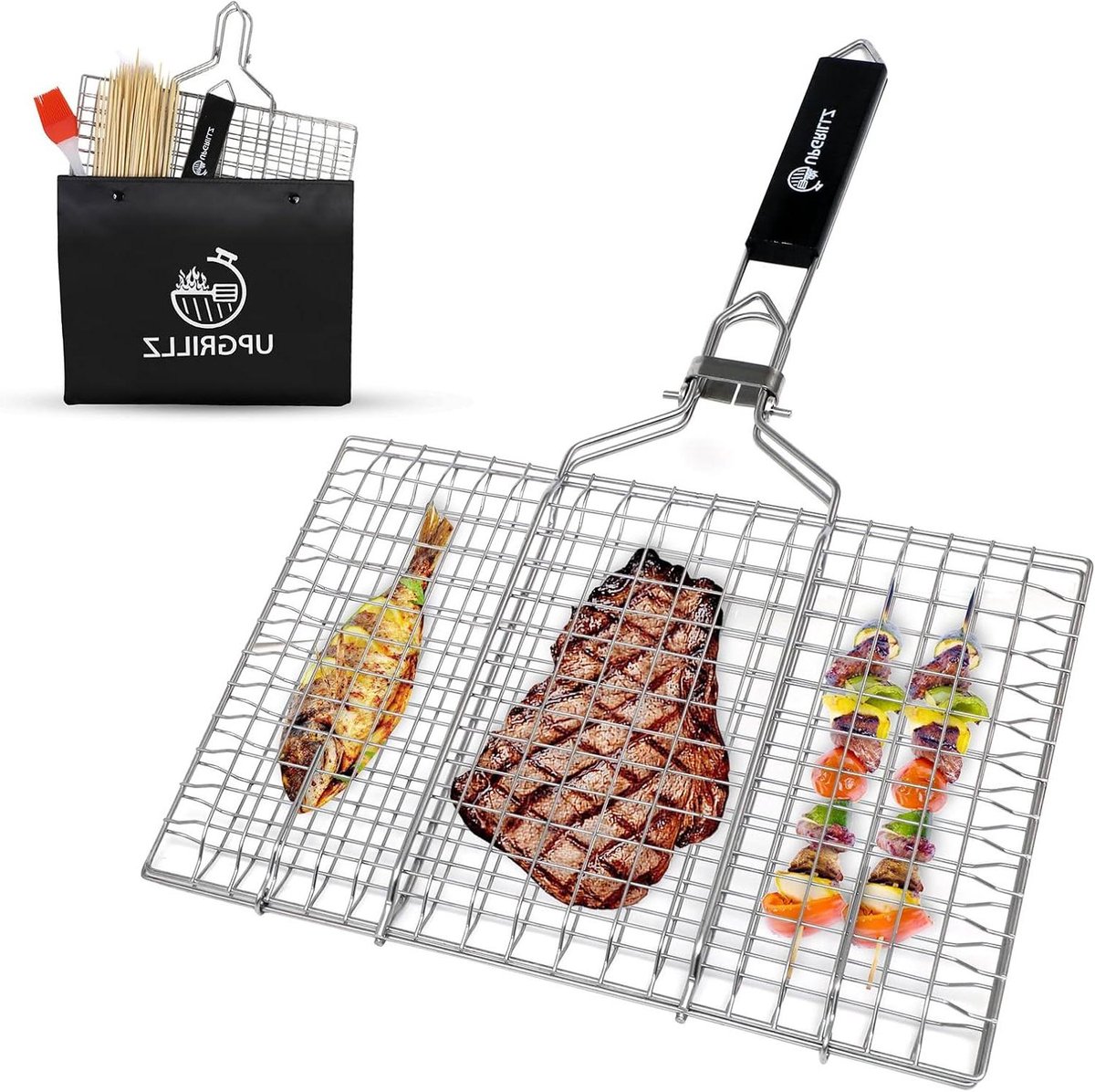 Vis Grill Mand - Vis Klem - Vis Grillen - Roestvrij Staal - 32 x 21.8 cm - Zilver