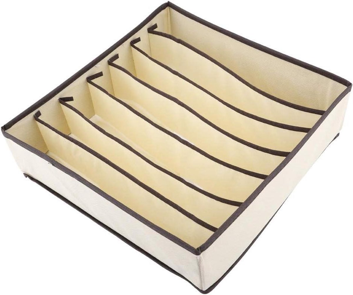 Lade Organizer - Opbergdoos Divider - Kleding Opbergen - Opvouwbaar Duurzaam - 7 Grid - Beige