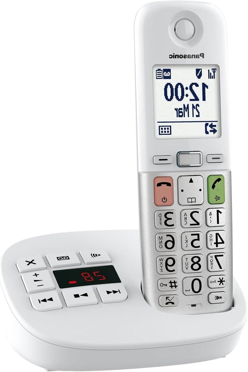 Draadloze Telefoon - Vaste Telefoon Seniorentelefoon - Duidelijk Bellen - Gehoorapparaat Compatibel - 21 inch Scherm - Wit en Zilver