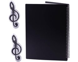 Music Folder A4 Choir Folder, 40 Pages Sheet Folder, Waterproof Music Folder, with 2 Music Clips, Storage Folder for Musicians, Registry Folders, Double-Sided Folder for Files, Paper, Documents