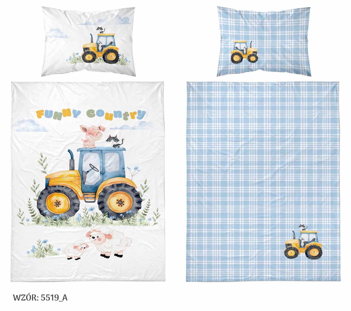 Tractor Dekbedovertrek Junior Traktortje Blauw 100x135cm Trekker Katoen