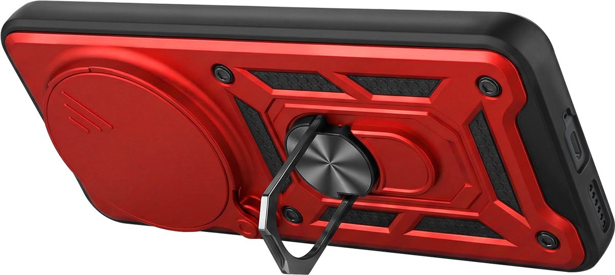 Mayaxess, Ringhoesje voor Honor Magic 8 Pro met Schuifbare Camerabescherming Schokbestendig, Rood