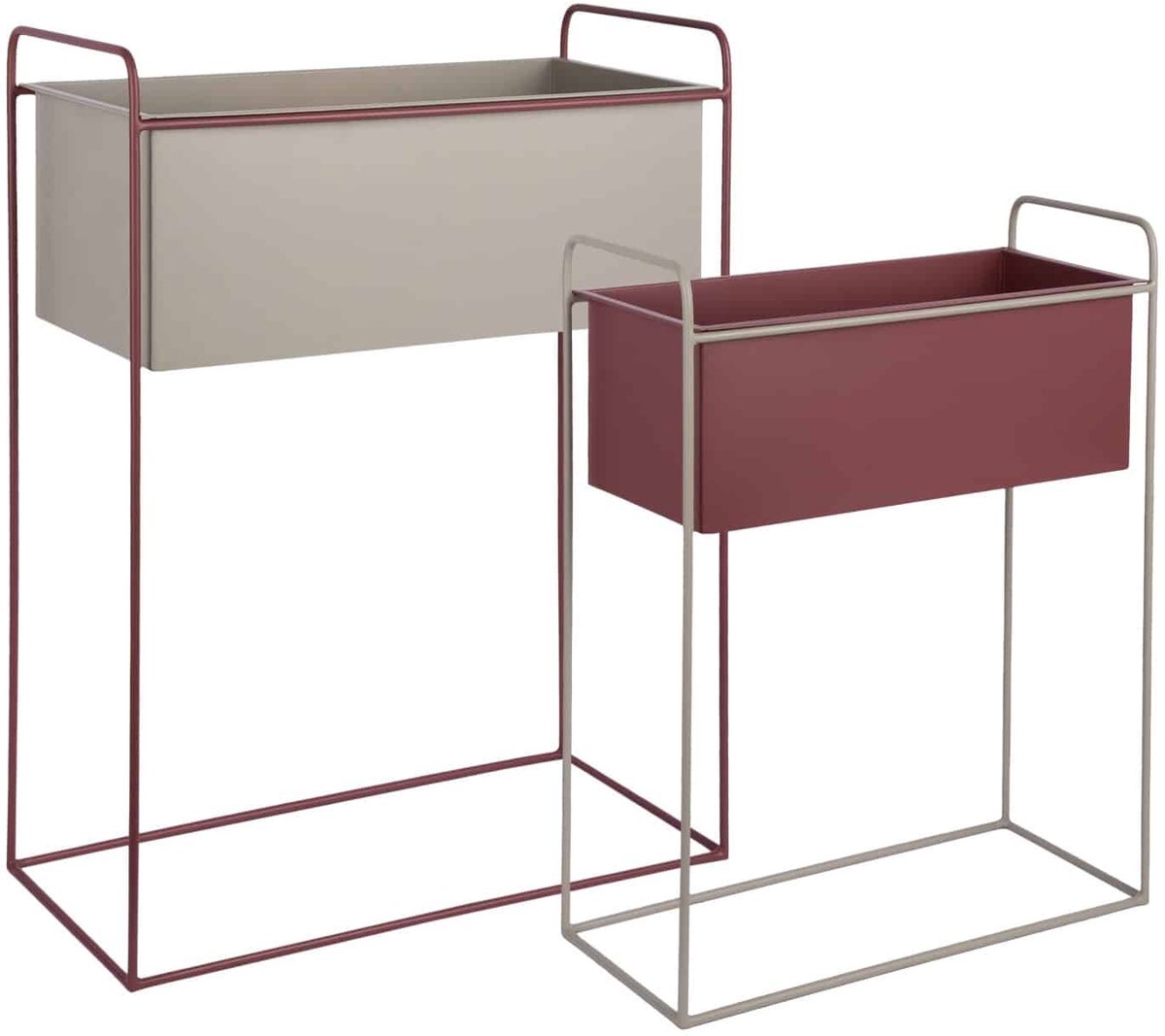 Present Time Bloempot Reina - Bordeaux - 50.5x24x65cm - Set van 2 - Modern