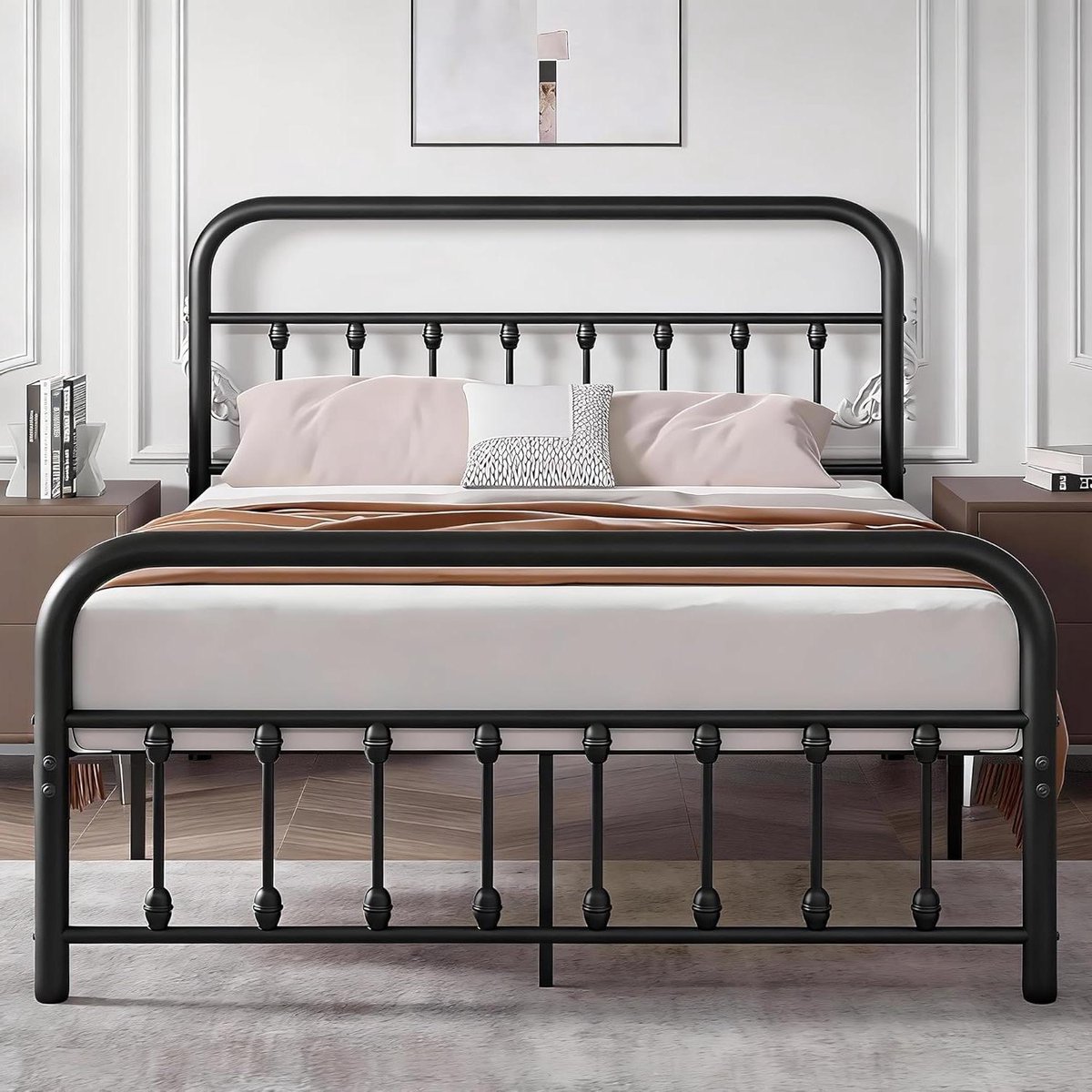 Metalen Bedframe - Logeerbed Tienerbed - Goede Nachtrust - Stabiele Metalen Constructie - 140 x 200 cm - Zwart