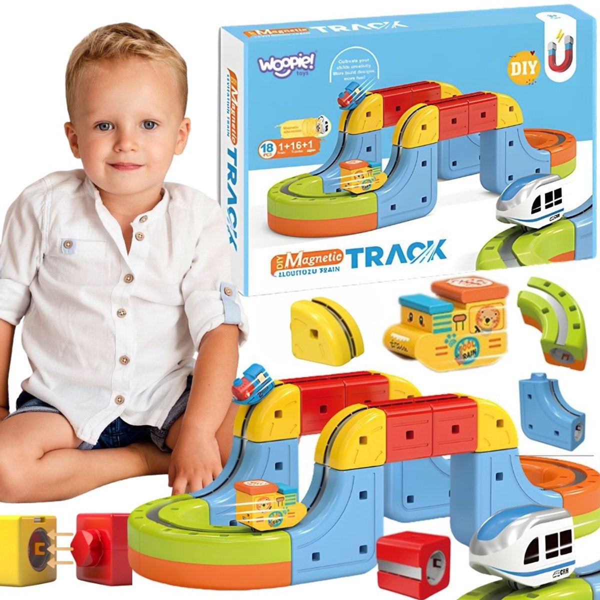 Woopie Magische Kubus Trein Bouwblokken Anti-zwaartekracht Magnetische Track 18 St.