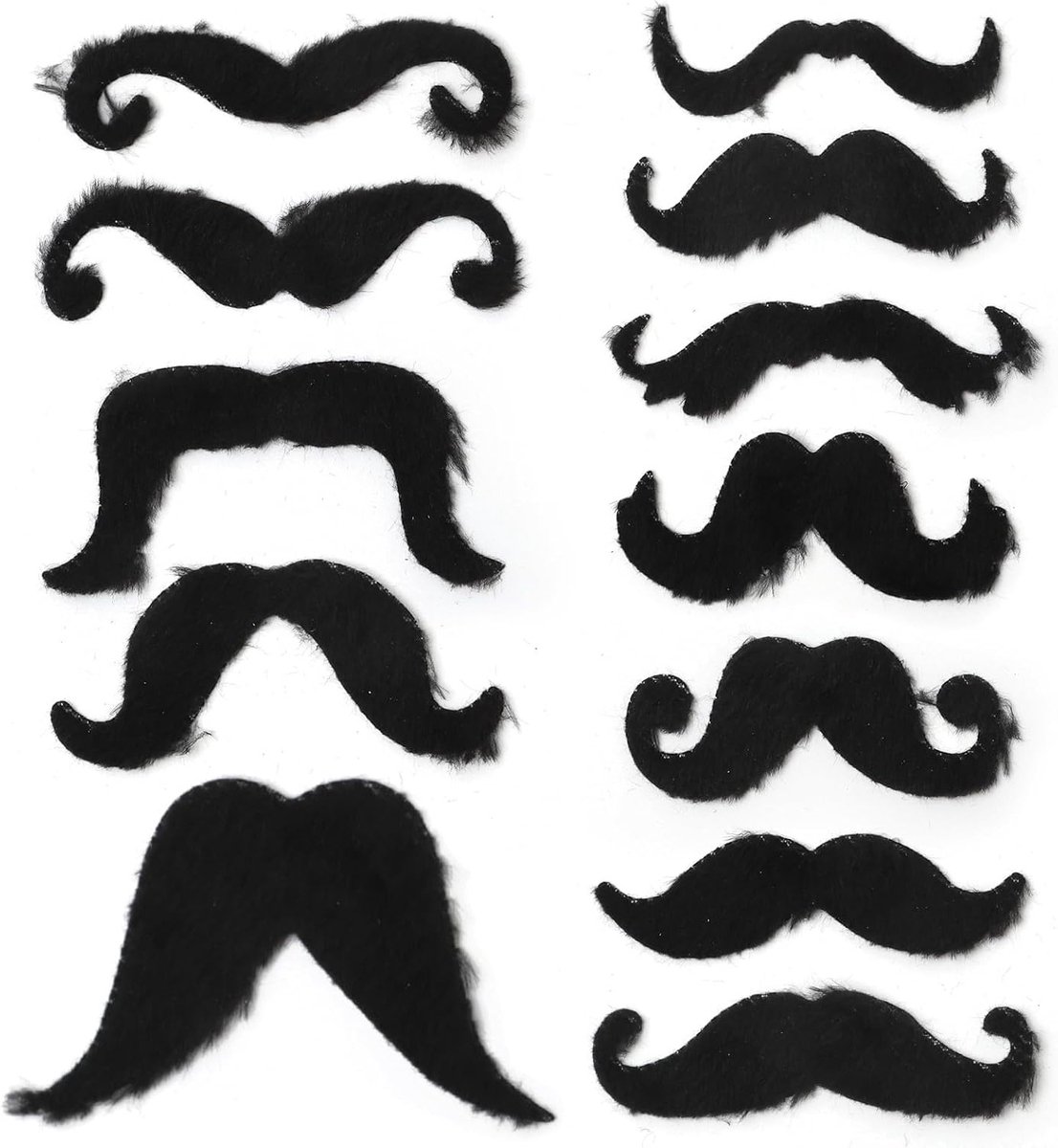 Set van 12 Neppetjes voor Kostuums, Valse Baard en Snor voor Carnaval, Halloween en Feesten, Inclusief 80 Lijmstickers voor Eenvoudige Bevestiging