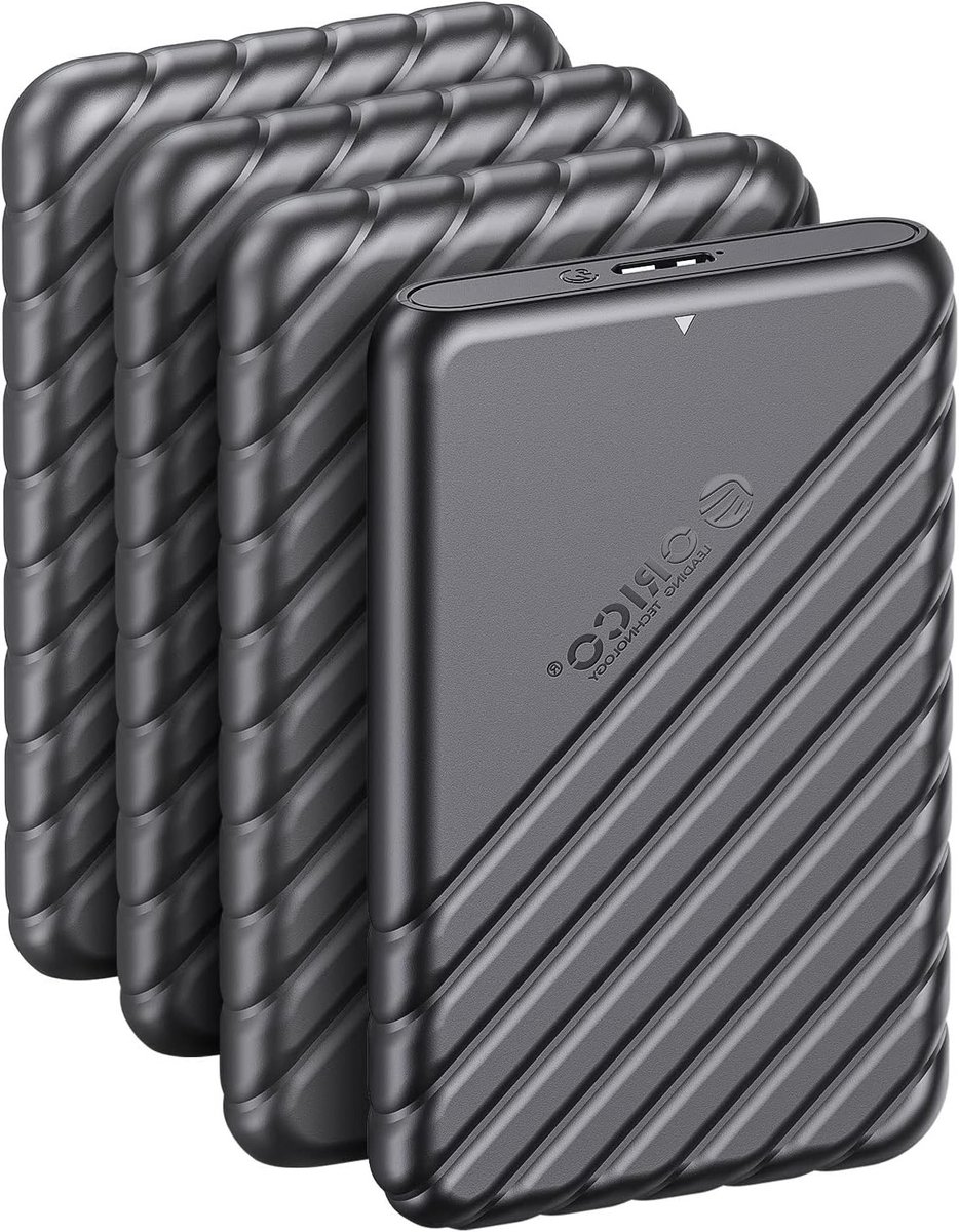 4 Stuks 2.5 Inch SATA HDD Behuizing USB 3.0, Ondersteunt UASP en TRIM, Geschikt voor 9.5mm en 7mm SSDs, Zwart