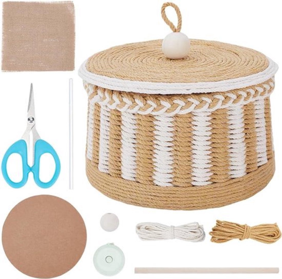 DIY Geweven Mand Set - Ronde Kartonnen Manden - Macramé Koord - Manden Vlechten Beginners Set