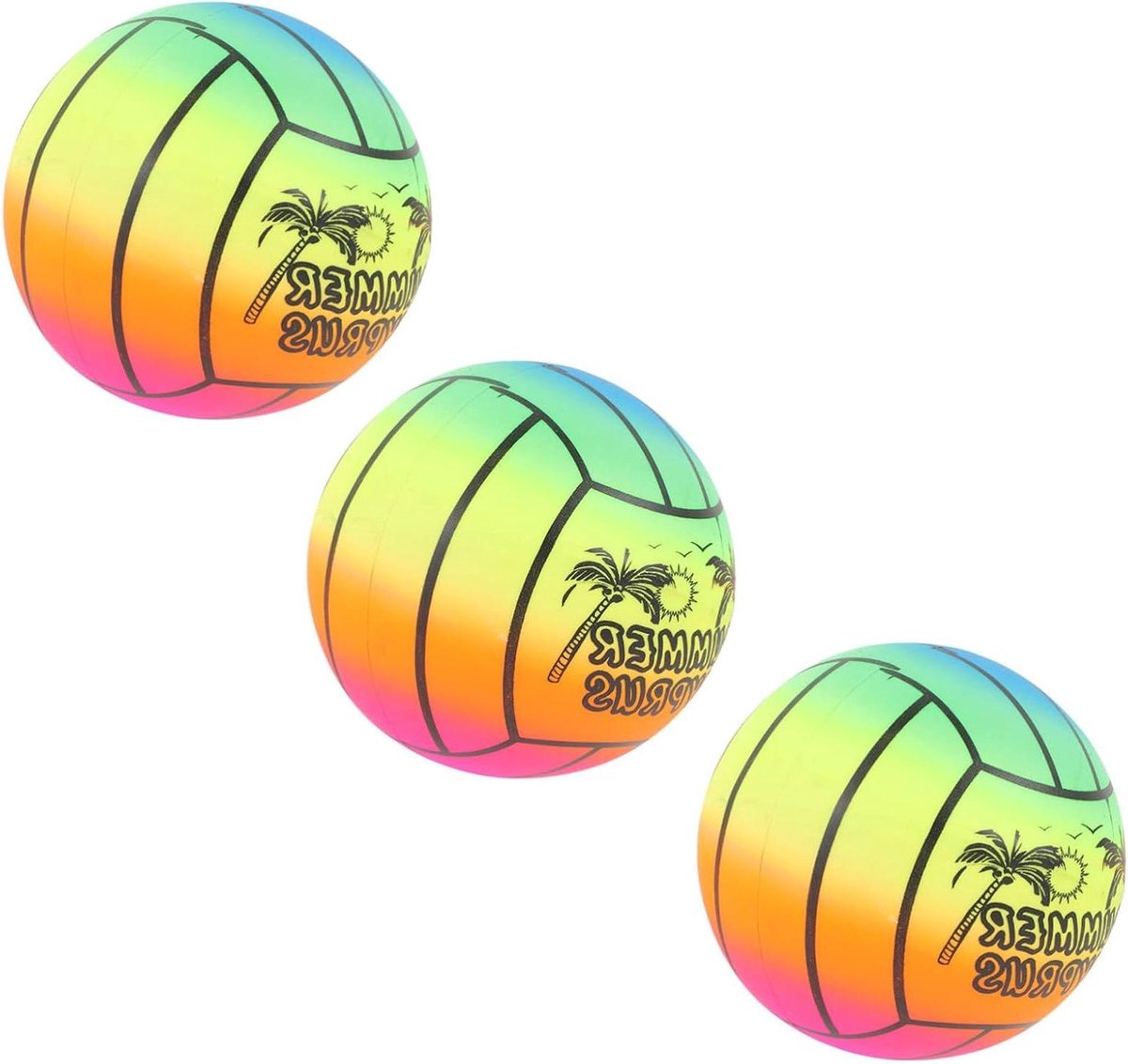 Strandballen Set - Speelballen Opblaasbaar - Buitenspelen Kinderen - Stevige Grip - 16 cm - Regenboogkleuren