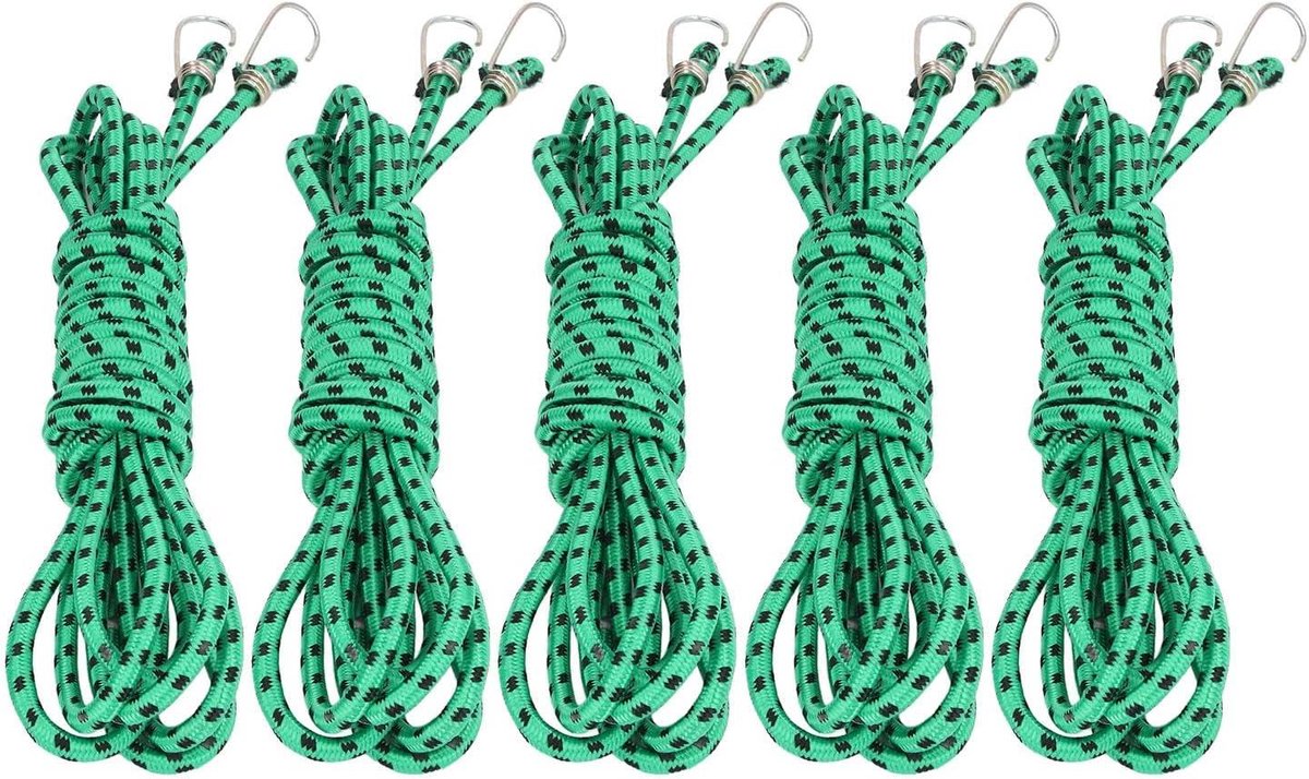 Bungee Koord - Elastisch Touw - Lading Zekeren - Verdikt Rubber - 6 Meter - Groen