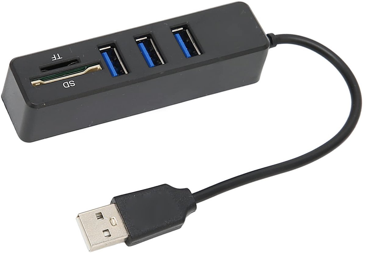 aladdien - USB Splitter Hub - 3-poorts USB2.0 - Plug & Play - zwart - toetsenbord muis externe schijf - geschikt voor computer - zwart